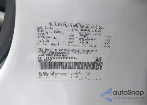 2002 Ford F-250 Lariat/Xl/Xlt из США, поврежденный, VIN 1FTNW21F72EC95736